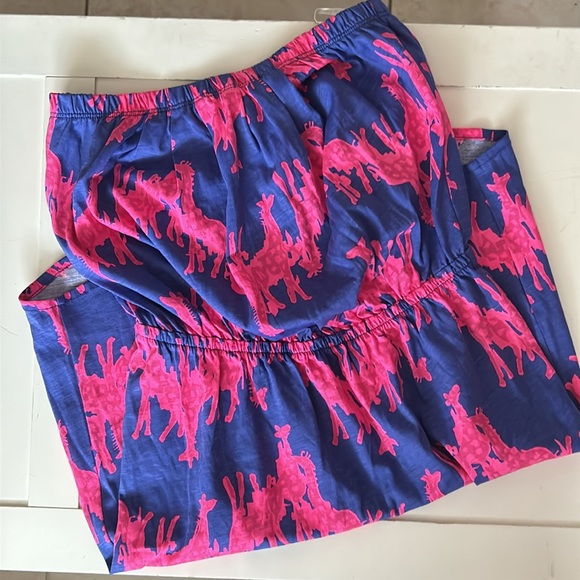 Lilly Pulitzer WINDSOR Giraffe Strapless Dress, Blue Iris / Pink, Size: XS - Picture 2 of 3